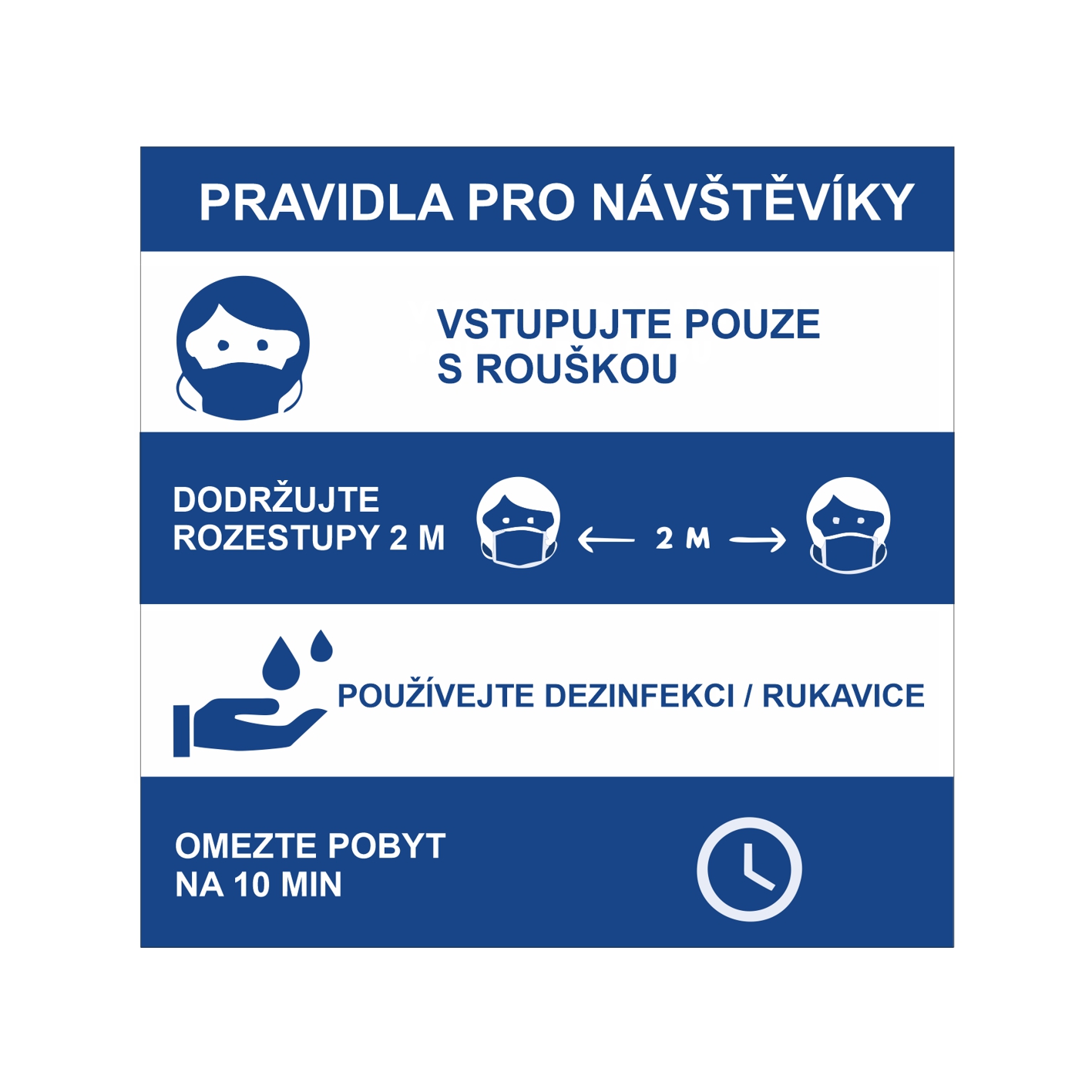 Pravidla pro návštěvníky noste roušky samolepka 250x250 mm